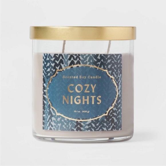 Opalhouse Other - OPALHOUSE NWT 2 wick clear glass lidded jar candle -cozy nights -15.1oz